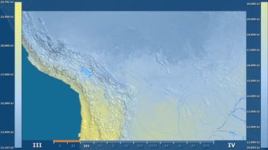 Animasyonlu efsanesi - ham renk shader ile Bolivya alanında güneş radyasyonu aya göre. Sterografik projeksiyon