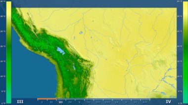 Animasyonlu efsanesi - ham renk shader ile Bolivya alanında maksimum sıcaklık aya göre. Sterografik projeksiyon