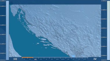 Animasyonlu efsanesi - ham renk shader ile Bosna ve Hersek alanında güneş radyasyonu aya göre. Sterografik projeksiyon