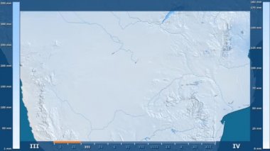 Animasyonlu gösterge - ham renk shader ile Botsvana bölgede yağış aya göre. Sterografik projeksiyon