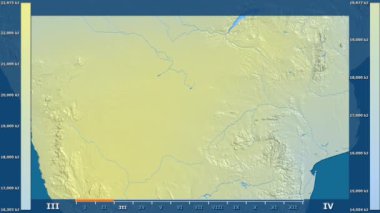 Animasyonlu efsanesi - ham renk shader ile Botsvana alanında güneş radyasyonu aya göre. Sterografik projeksiyon