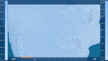 Rüzgar hızı Botsvana alanda animasyonlu gösterge - ham renk shader ile aya göre. Sterografik projeksiyon