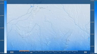 Burkina Faso alanda animasyonlu gösterge - ham renk shader ile su buharı basıncı aya göre. Sterografik projeksiyon