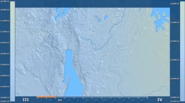 Burundi alanda animasyonlu gösterge - ham renk shader ile güneş radyasyonu aya göre. Sterografik projeksiyon