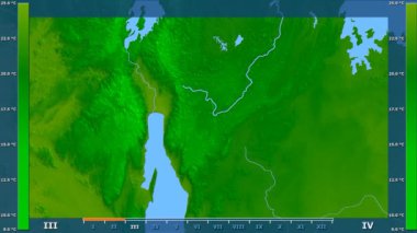 Burundi alanda animasyonlu gösterge - ham renk shader ile ortalama sıcaklık aya göre. Sterografik projeksiyon