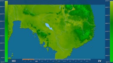 Animasyonlu efsanesi - ham renk shader ile Kamboçya alanında minimum sıcaklığı aya göre. Sterografik projeksiyon