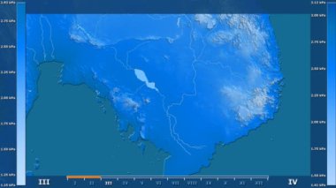 Su buharı basıncı Kamboçya alanda animasyonlu gösterge - ham renk shader ile aya göre. Sterografik projeksiyon