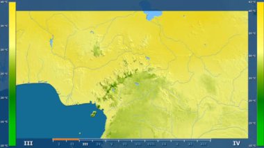 Animasyonlu efsanesi - ham renk shader ile Kamerun alanında maksimum sıcaklık aya göre. Sterografik projeksiyon