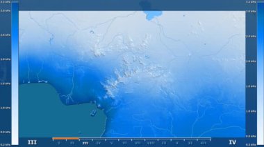 Su buharı basıncı animasyonlu gösterge - ham renk shader Kamerun bölge aya göre. Sterografik projeksiyon
