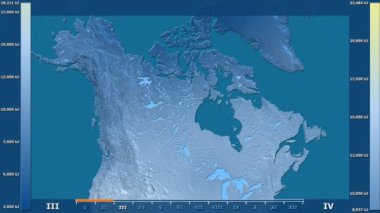 Animasyonlu efsanesi - ham renk shader ile Kanada alanında güneş radyasyonu aya göre. Sterografik projeksiyon