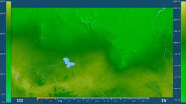 Animasyonlu efsanesi - ham renk shader ile Çad alanında minimum sıcaklığı aya göre. Sterografik projeksiyon