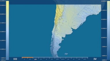 Animasyonlu efsanesi - ham renk shader ile Şili alanında güneş radyasyonu aya göre. Sterografik projeksiyon