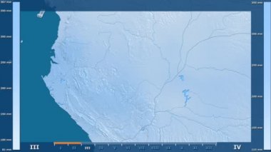 Animasyonlu gösterge - ham renk shader ile Kongo Brazzaville bölgede yağış aya göre. Sterografik projeksiyon