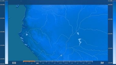 Su buharı basıncı Kongo Brazzaville alanda animasyonlu gösterge - ham renk shader ile aya göre. Sterografik projeksiyon