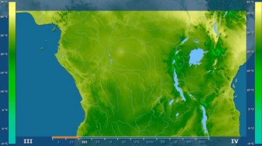 Animasyonlu efsanesi - ham renk shader ile Kongo Kinshasa alanında ortalama sıcaklık aya göre. Sterografik projeksiyon