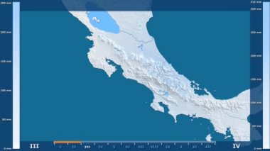 Kosta Rika alan animasyonlu efsanesi - ham renk shader ile yağış aya göre. Sterografik projeksiyon