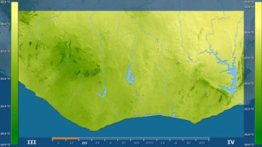 Fildişi Sahili alanda animasyonlu gösterge - ham renk shader ile ortalama sıcaklık aya göre. Sterografik projeksiyon