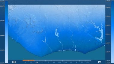 Fildişi Sahili alanda animasyonlu gösterge - ham renk shader ile su buharı basıncı aya göre. Sterografik projeksiyon
