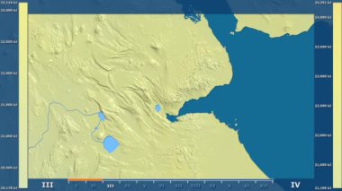 Cibuti alanda animasyonlu gösterge - ham renk shader ile güneş radyasyonu aya göre. Sterografik projeksiyon