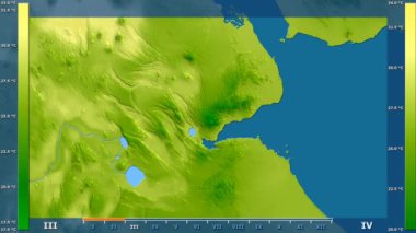 Cibuti alanda animasyonlu gösterge - ham renk shader ile ortalama sıcaklık aya göre. Sterografik projeksiyon