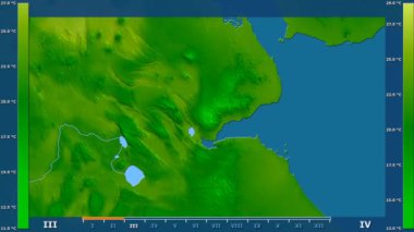 Animasyonlu efsanesi - ham renk shader ile Cibuti alanında minimum sıcaklığı aya göre. Sterografik projeksiyon