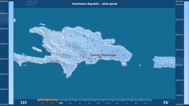 Rüzgar hızı aya göre animasyonlu efsanesi - İngilizce etiketleri ile Dominik Cumhuriyeti alanında: ülke ve sermaye adları, açıklama göster. Sterografik projeksiyon