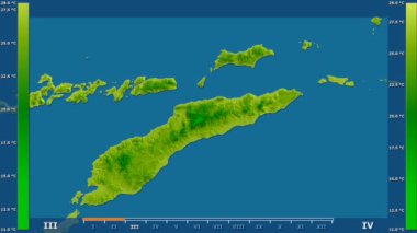 Aya göre ortalama sıcaklığında animasyonlu efsanesi - ham renk shader ile Doğu Timor Alan. Sterografik projeksiyon