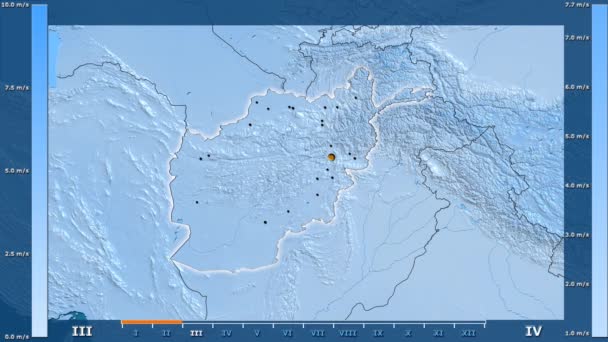Ταχύτητα Ανέμου Ανά Μήνα Στην Περιοχή Του Αφγανιστάν Κινούμενα Μύθο — Αρχείο Βίντεο