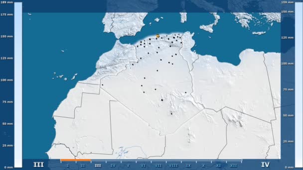 Précipitations Mensuelles Dans Région Algérienne Avec Légende Animée Forme Rayonnante — Video