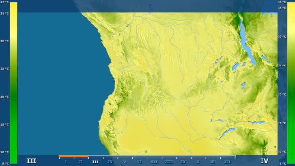 Temperatura Máxima Por Mês Área Angola Com Legenda Animada Sombreador — Vídeo de Stock