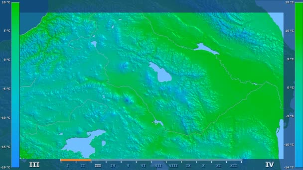 Gemiddelde Temperatuur Maand Het Gebied Van Armenië Met Geanimeerde Legend — Stockvideo