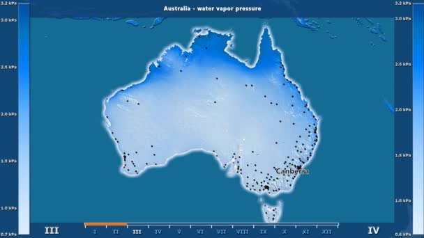 Pression Vapeur Eau Par Mois Dans Région Australienne Avec Légende — Video