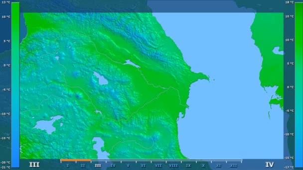 Temperatura Media Mese Nell Area Dell Azerbaigian Con Leggenda Animata — Video Stock