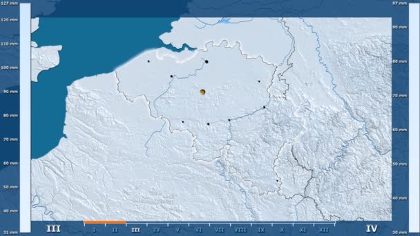 Précipitations Par Mois Dans Région Belge Avec Légende Animée Forme — Video