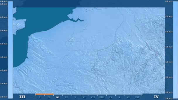 Velocità Del Vento Mese Nell Area Del Belgio Con Leggenda — Video Stock