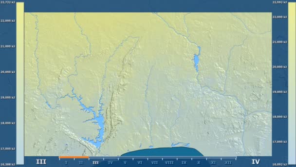 Radiazione Solare Mese Nell Area Del Benin Con Legenda Animata — Video Stock