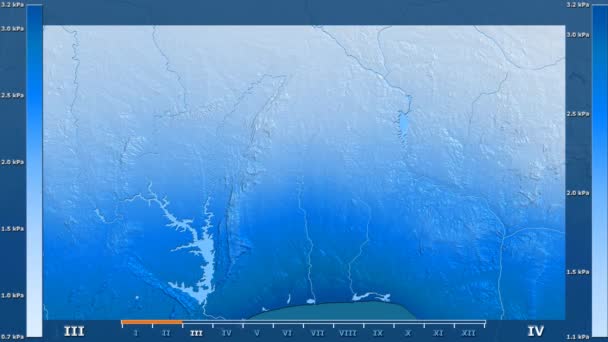 Water Vapor Pressure Month Benin Area Animated Legend Raw Color — Stock Video