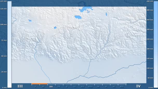 Précipitations Par Mois Dans Région Bhoutan Avec Légende Animée Nuancier — Video