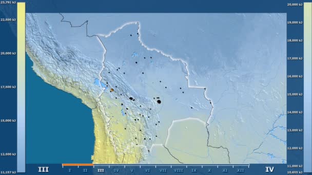 Rayonnement Solaire Par Mois Dans Région Bolivie Avec Légende Animée — Video
