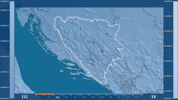 Radiación Solar Por Mes Área Bosnia Herzegovina Con Leyenda Animada — Vídeo de stock