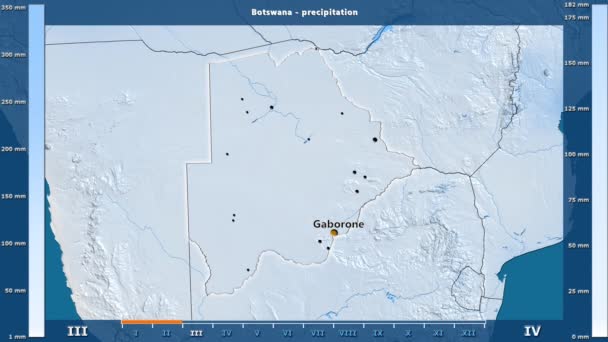 Precipitazioni Mensili Nell Area Del Botswana Con Legenda Animata Etichette — Video Stock