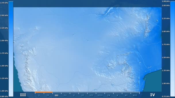 Pressão Vapor Água Por Mês Área Botsuana Com Legenda Animada — Vídeo de Stock