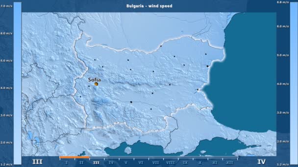 Vitesse Vent Par Mois Dans Région Bulgarie Avec Légende Animée — Video