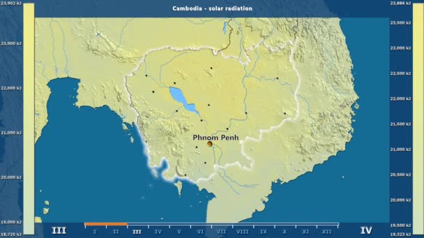 Rayonnement Solaire Par Mois Dans Région Cambodge Avec Légende Animée — Video