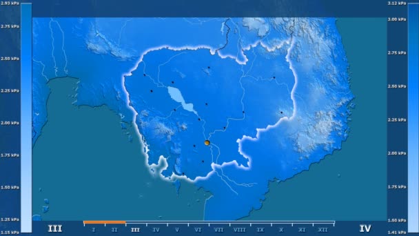 Pressão Vapor Água Por Mês Área Camboja Com Lenda Animada — Vídeo de Stock