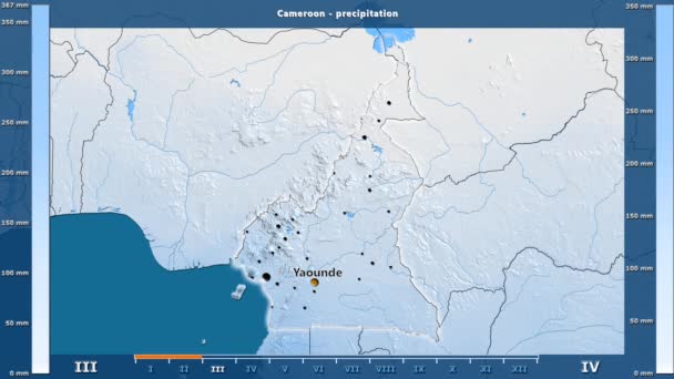 Precipitación Por Mes Área Camerún Con Leyenda Animada Etiquetas Inglés — Vídeo de stock