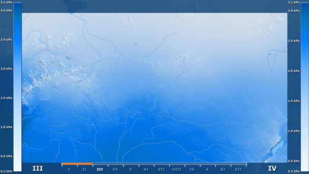 Water Vapor Pressure Month Central African Republic Area Animated Legend — Stock Video