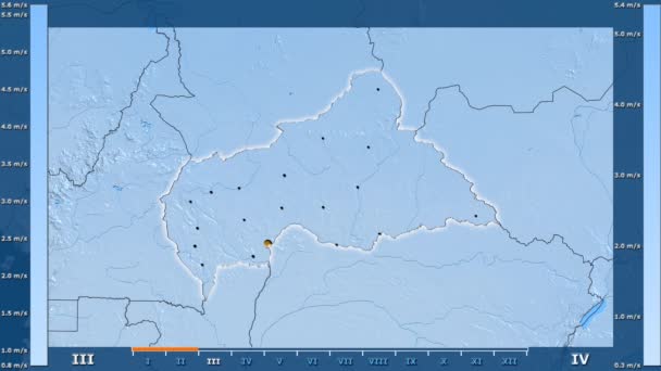 Hız Aya Göre Orta Afrika Cumhuriyeti Alanında Animasyonlu Gösterge Parlayan — Stok video