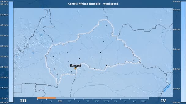 Ταχύτητα Ανέμου Ανά Μήνα Στην Περιοχή Της Κεντροαφρικανικής Δημοκρατίας Κινούμενα — Αρχείο Βίντεο