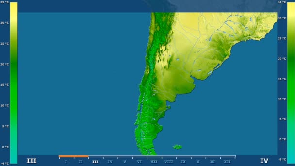 Temperatura Máxima Por Mês Área Chile Com Legenda Animada Sombreador — Vídeo de Stock